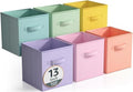 Sorbus Cube Storage Bin, Fabric, 6 Pack (13 Inch, Pastel Multi-Color) by Sorbus
