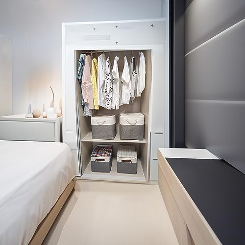 Fabric Storage Cubes 13 x 13, Collapsible Storage Bins for Shelf Baskets, Cube Storage Organizer White Gray Bins with Cotton Handles, Foldable Storage Bin box, Cube Storage Bin 6 Pack - Image 6
