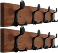 WEBI Coat Rack Wall Mount,24" Solid Wood Coat Hooks Wall Mounted Coat Hanger,16" Hole to Hole,Heavy Duty 4 Triple Hooks for Hanging Coats,Jacket,Hat,Backpack,Farmhouse,Reddish Brown,2 Packs by WEBI
