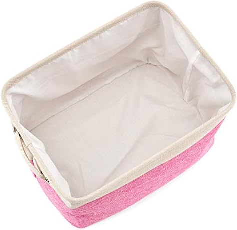 EZOWare Set of 3 Large Canvas Fabric Tweed Storage Organizer Cube Set W/Handles for Nursery Kids Toddlers Home and Office - 15 L x 10.5 W x 9.4 H -Pink - Image 6