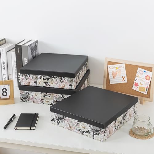 Soul & Lane - Floral Jumbo Scrapbook Storage Boxes with Lids, Set of 3 - Image 4