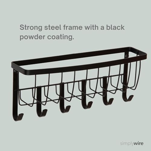 simplywire – Letter and Key Holder - Wall Mounted – 6 Hooks - Matt Black - Image 6