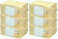 Kuber Industries Foldable Underbed Storage Bag|Organizer For Clothes Large|Non-Woven Comforter, Blanket Cover|Metalic Print & Side Handle|Pack of 6 (Yellow & Cream) by Kuber+Industries
