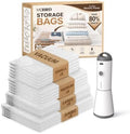 Vacbird Vacuum Seal Bags for Clothing, 20 Pack Vacuum Storage Bags with Rechargeable Cordless Air Pump(5J+5L+5M+5S), Space Saver Bags for Clothes Blanket Duvets Pillows Comforters Travel by VACBIRD