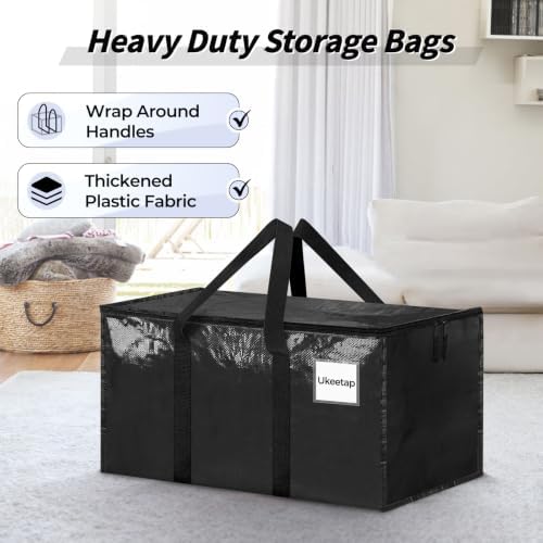 16 Pack Extra Large Clothes Storage Bins with Lids, Moving Bags, Black - Image 4