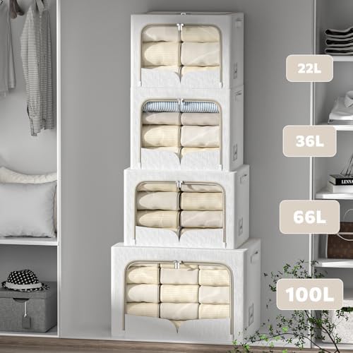 FHSQX 3 Pack Clothes Storage Bins with Metal Frame - Image 3