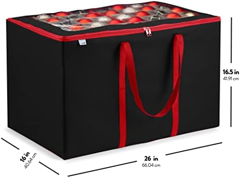 Premium Large Carrying Christmas Ornament storage Box with Clear Lid, 3" Compartment, Contains 10 Trays, Keeps 200 Holiday Ornaments & Xmas Accessories, Made Of Tear Proof Made Of 600D Oxford Fabric - Image 6