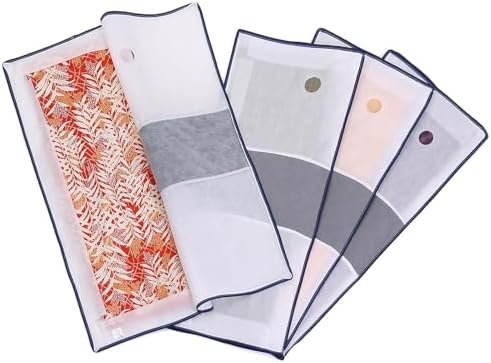 ASTRO 171-49 Kimono Storage Bag, White x Gray, Activated Carbon Deodorizing, 3-Way Opening, 4-Piece Set, Transparent Window, Non-Woven Fabric, Zipper Type by ASTROSTORAGE