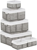 Vagusicc Wicker Storage Basket, 6 Pack Baskets for Organizing, Wicker Baskets with Handle, Rectangular Wicke Basket for Storage Shelves, Cube Storage Bins for Closet/Clothes/Dresser, Grey by Vagusicc