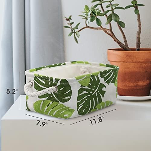 Storage Cubes, Storage Bins Baskets for Organizing 6 Pack for Organizing Toys, Clothes, Closet Baskets with Rope Handles for Nursery Home(White and Green,12"L×8"W×5"H) - Image 2