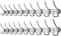 WEBI Coat Rack Wall Mount,37 5/8" Long Coat Hanger Wall,Coat Hooks Wall Mounted,16" Hole to Hole,10 Triple Hooks for Hanging Coats,Clothes,Jacket,Hats,Chromed,2 Packs by WEBI