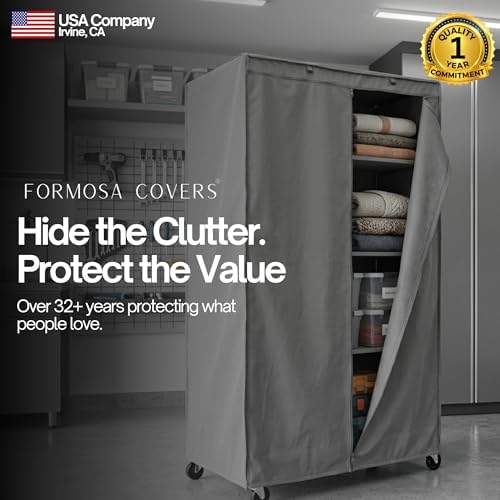 Formosa Covers Premium Wire Shelf Cover - Perfect Fit for Wire Shelving - Versatile Shelf Covers Protects & Organize - Ideal for Outdoor Storage Shelf - Wire Rack Cover - 36Wx20Dx60H Inches - Grey - Image 7