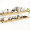 Acovy 48 Inch Floating Shelves, 8 Inch Deep Floating Shelves for Wall, Hanging Shelf with Invisible Brackets, Deep Shelves for Bathroom, Bedroom, Living Room, Oak, Set of 2 by Acovy