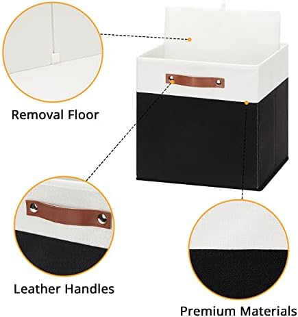 DULLEMELO Storage Cubes 13 inch,Cube Storage Bins with Handles for Organizing,Fabric Storage Baskets for Shelves Nursery Closet Home Organization (White&Black-4 Pack) - Image 2