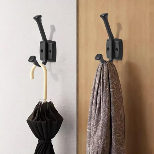 10 Pack 4-3/4 inch Black Coat Hooks, Wall Mounted with Screws Suitable for Hanging Keys, Bath Towel, Bags, Hats, etc. Square Zinc Alloy mudroom Hooks - Image 3