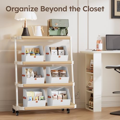 Homsorout Fabric Closet Storage Cubes - 8 Pack Square Storage Bins with Dual Handles for Clothes, Towels, Toys, Cube Storage Organizers for Bedroom, Nursery, Shelves, Closet, Small Spaces, White - Image 6