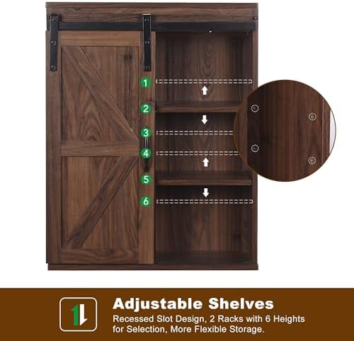RUSTOWN Farmhouse Bathroom Wall Cabinet with Sliding Barn Door - Image 7