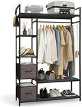 CAPHAUS 979lbs Capacity Heavy Duty Clothing Rack 48" W Metal Garment Rack with Drawers Hanging Rods and Wood Shelves Freestanding Closet Organizer, Black Board by CAPHAUS