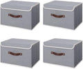 ANMINY Fabric Storage Box Bins with Lids, Gray, 13"x9"x7.9", 4 Pack by ANMINY