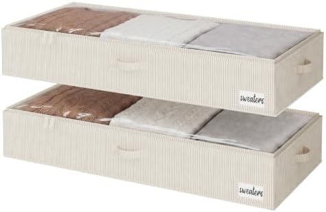 StorageWorks 7 Inch Low Profile Under Bed Storage Containers with Clear Lid by StorageWorks