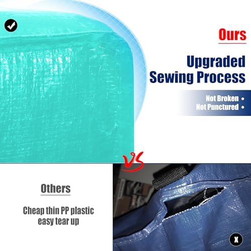 Cosy Family 12 Pack Heavy Duty Extra Large Moving Bags with Backpack Straps - Strong Handles & Zippers, Storage Totes For Space Saving, Fold Flat, Alternative to Moving Box, Aquamarine - Image 3