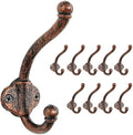 Dseap Cast Iron Wall Hooks L=5”, Heavy Duty Coat Hooks, Rustic Vintage Farmhouse Hook for Hanging Winter Coats Jackets Towels Hats Bags Plants, Antique Copper, Pack of 10 (VintageBold) by Dseap