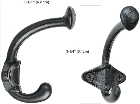 Dseap Cast Iron Wall Hooks, Heavy Duty Coat Hooks, Rustic Vintage Farmhouse Hook for Hanging Winter Coats Jackets Towels Hats Bags Plants, Mint Green, Pack of 10 (ShldCast) - Image 2