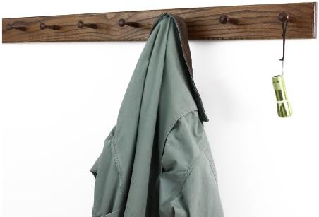 Solid Oak Shaker Peg Rack Made in The USA - Walnut Stain 41 x 3.5 Inches with 7 Pegs - Image 2