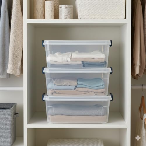 Tribello Clear Storage Bins with Lids, 6-Pack Stackable Plastic Storage Containers for Home Organization – Totes for Closet and Underbed Storage, 16 Quarts - Image 6