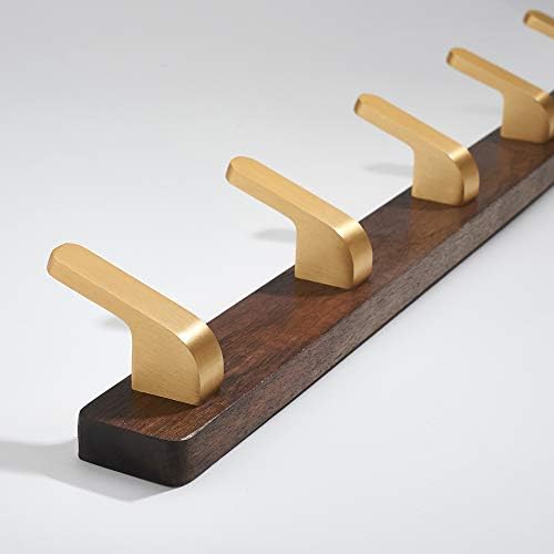 Wall Mounted Coat Rack, Metal Wood with 5 Hooks - Image 2