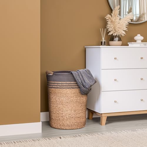 Seville Classics Premium Natural Handwoven Portable Laundry Bin Basket with Carrying Handles, Household Storage for Clothes, Linens, Sheets, Hamper with Liner, Gray - Image 4