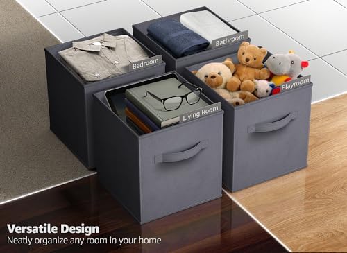 Sorbus Fabric Storage Cubes, 8 Pack, with Handles (13 Inch, Gray) - Image 4