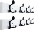 WEBI Coat Rack Wall Mount,24" Solid Wood Coat Hooks Wall Mounted Coat Hanger,16" Hole to Hole,Heavy Duty Hook Rack Rail,4 Triple Hooks for Hanging Coats,Jacket,Clothes,Hat,Backpack,White,2 Packs by WEBI