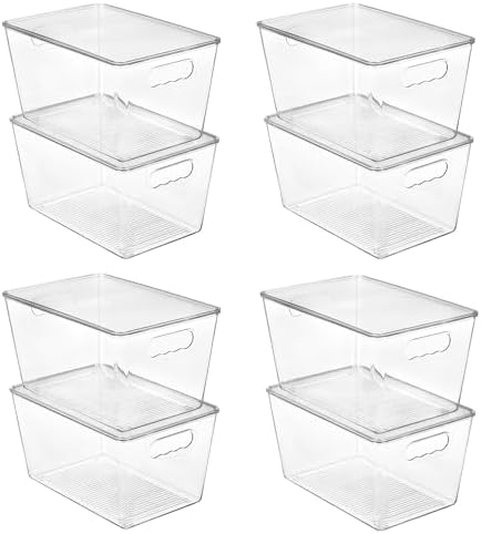 Vtopmart 8 Pack Clear Stackable Storage Bins with Lids and Handles, Large by Vtopmart