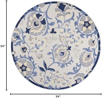 Nourison Home Aloha Blue Grey 7'10" x Round Area Rug - Easy Clean, Non Shedding, Bed Room, Living Room, Dining Room, Kitchen (8' x Round) - Image 2