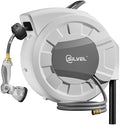 SILVEL Automatic Retractable Garden Hose Reel on Metal Spike, 1/2 in x 90FT Ground Mounted Outside, UV Resistant with 10 Pattern Nozzle, 360° Swivel, No Holes in Your House, Easy Installation by SILVEL