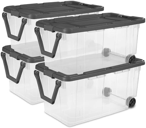 Sterilite Modular Stacker Box with Latching Lid, 160 Quart, 4-Pack by Sterilite