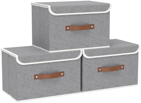 Yawinhe Storage Bins with Lids,Grey,17.7x11.8x11.8in,3-Pack by Yawinhe