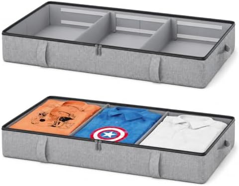 Side-Supported Underbed Storage Containers, 6 Inch 60L Clothes Storage Bin by Vailando