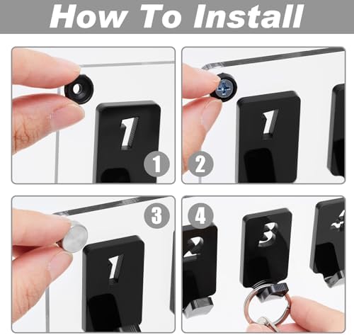 Beeveer Acrylic Key Holder Board with 30 Hooks, Wall Mount Organizer, Clear - Image 2