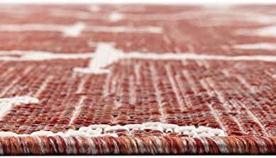 Unique Loom Outdoor Coastal Collection Area Rug - Ahoy (3' 3" x 5' 3" Oval, Rust Red/Ivory) - Image 5