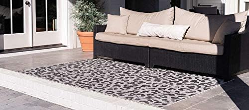 Unique Loom Outdoor Safari Collection Area Rug - Leopard (7' 1" x 10' Rectangle, Light Gray/ Gray) - Image 2