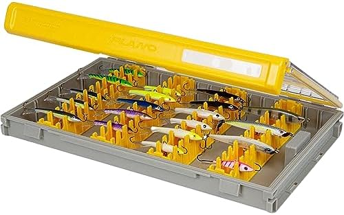 Plano Edge 3700 Vertical Jig & Spybait Box Tackle Storage, Gray and Yellow, Holds Up to 52 Vertical Baits, Rust-Resistant and Waterproof Bait Organizer Box - Image 2