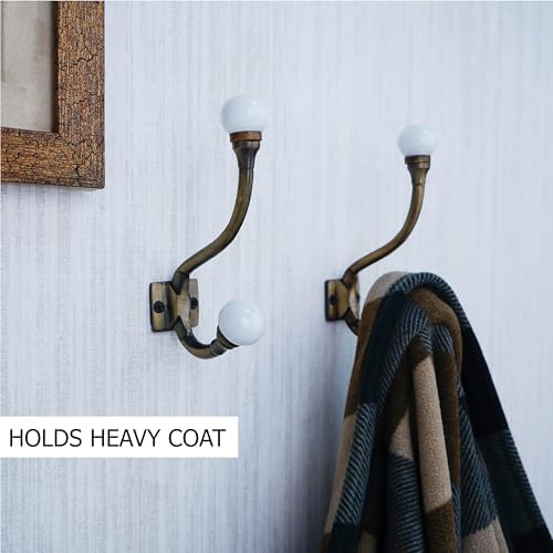 Indian Shelf 6 Piece White Double Wall Hooks for Bags Coats & Towel - Image 2