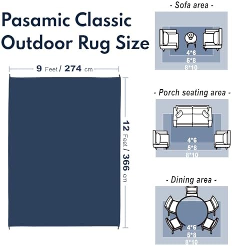 Waterproof Outdoor Rug 9x12 ft, Reversible Plastic Straw Rug, Easy to Clean Patio Rug, Portable Carpet for Patio, RV, Deck, Balcony, Backyard, Picnic, Beach, Geometric Diamond, Gray - Image 2