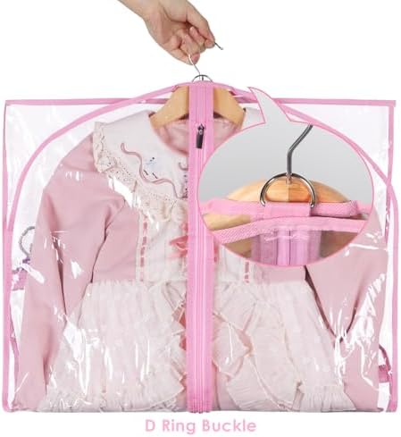 40 Inch Clear Garment Bags for Dance Costumes, 6 Pack, Pink - Image 4