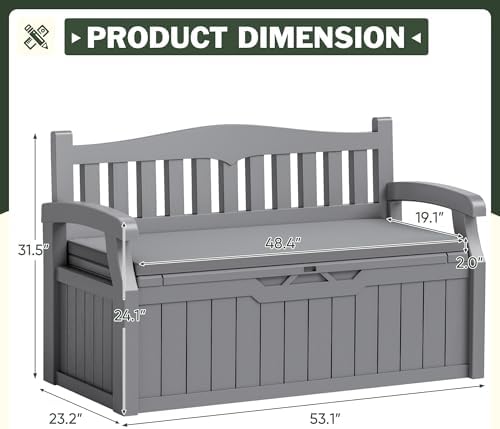Flamaker 80 Gallon Storage Bench with Cushion, Waterproof, All-Weather - Image 3