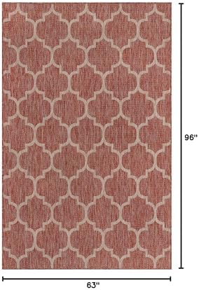 Unique Loom Outdoor Trellis Collection Area Rug (5' 3" x 8' Rectangle, Rust Red/ Ivory) - Image 2
