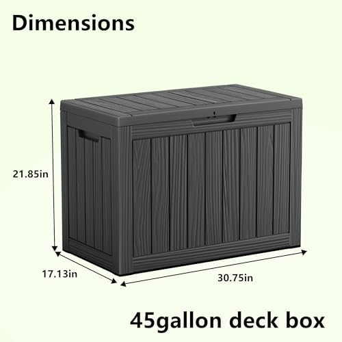 Vixzen 45 Gallon Deck Boxes Outdoor Waterproof, Lockable Outdoor Storage Box for Patio Cushions Storage Furniture, Garden Tools, Pool Supplies, Weatherproof and UV Resistant (Black, 45 Gallon) - Image 3
