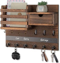 Nekon Key Holder Wall Mount with Drawer, 14.5" Mail Holder, Brown by NekonDesign